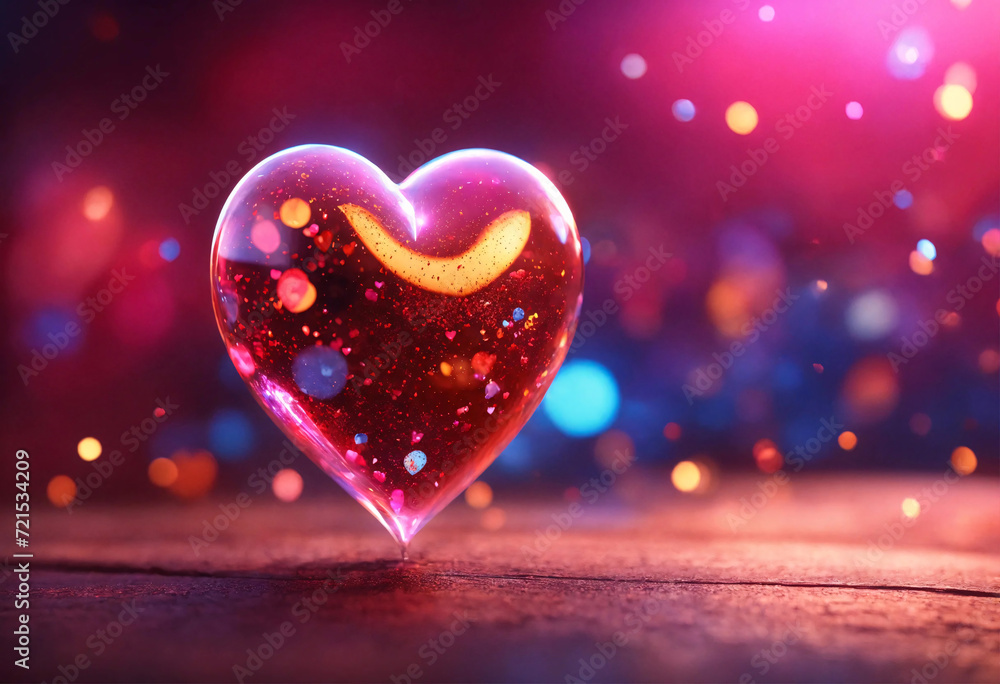 Beautiful background of colorful love heart close up with hearts decorations inside. Festive romantic background. Beautiful background of colorful love heart close up with hearts decorations inside. Festive romantic background.