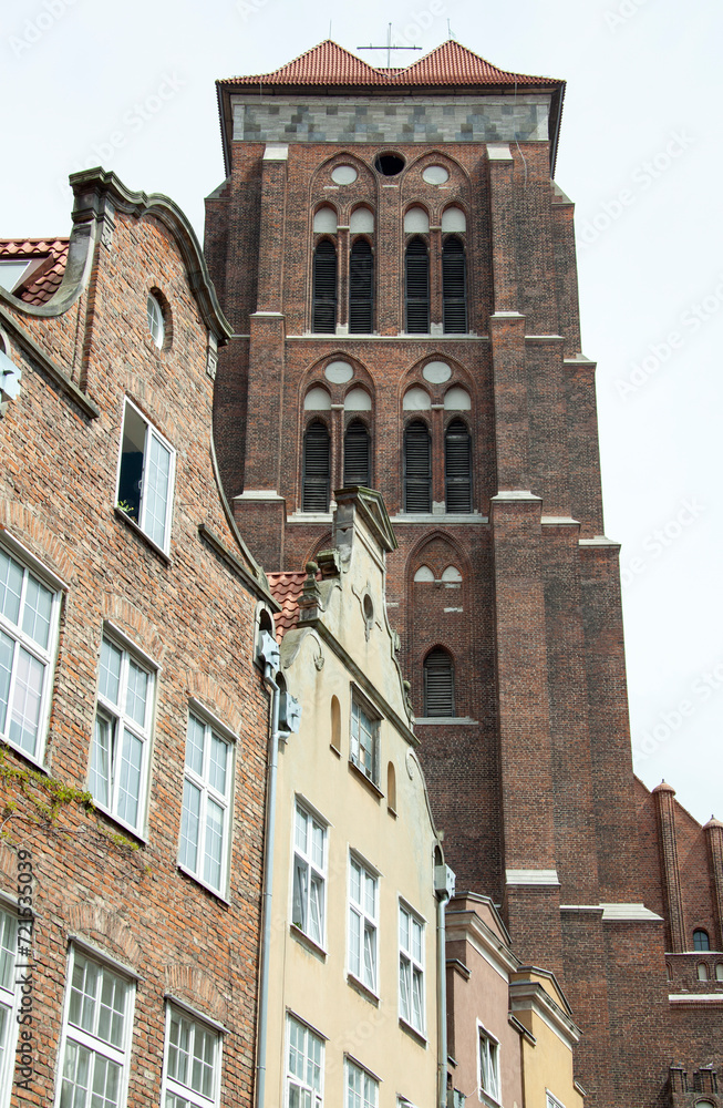 St.Mary's Church And Gdansk Old Town Houses