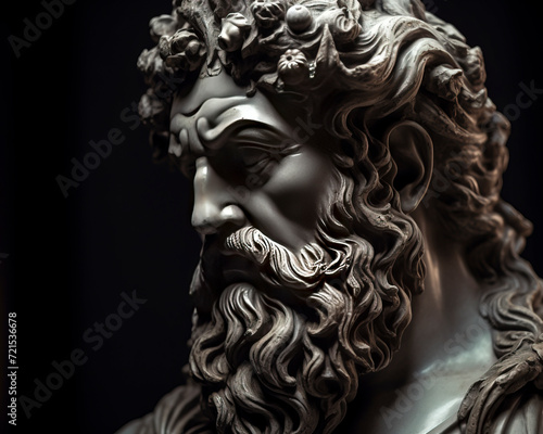 Monochrome Bust of a Mythical God with Intricate Details created with Generative AI technology