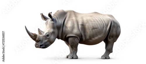 Huge rhino animal isolated on white background. AI generated image