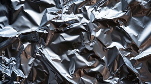 Background made of silver crumpled foil