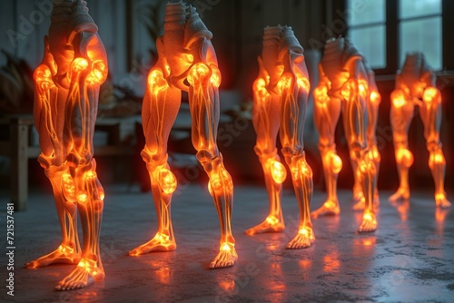 Glowing Muscles and Bones of Human Legs
