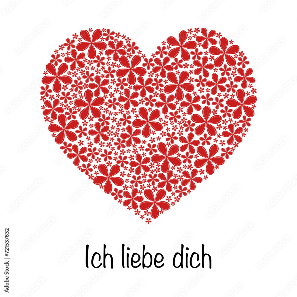 1000 Mal Ich Liebe Dich Zum Kopieren Vetor de Ich liebe dich - Schriftzug in deutscher Sprache