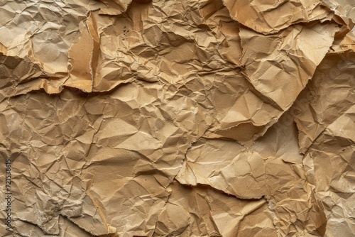 Close-up of crumpled brown paper texture background