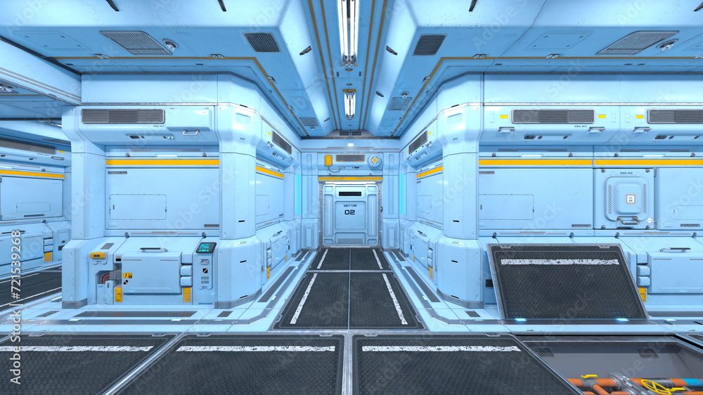 宇宙船通路 3DCGレンダリング 宇宙船通路 3DCGレンダリング