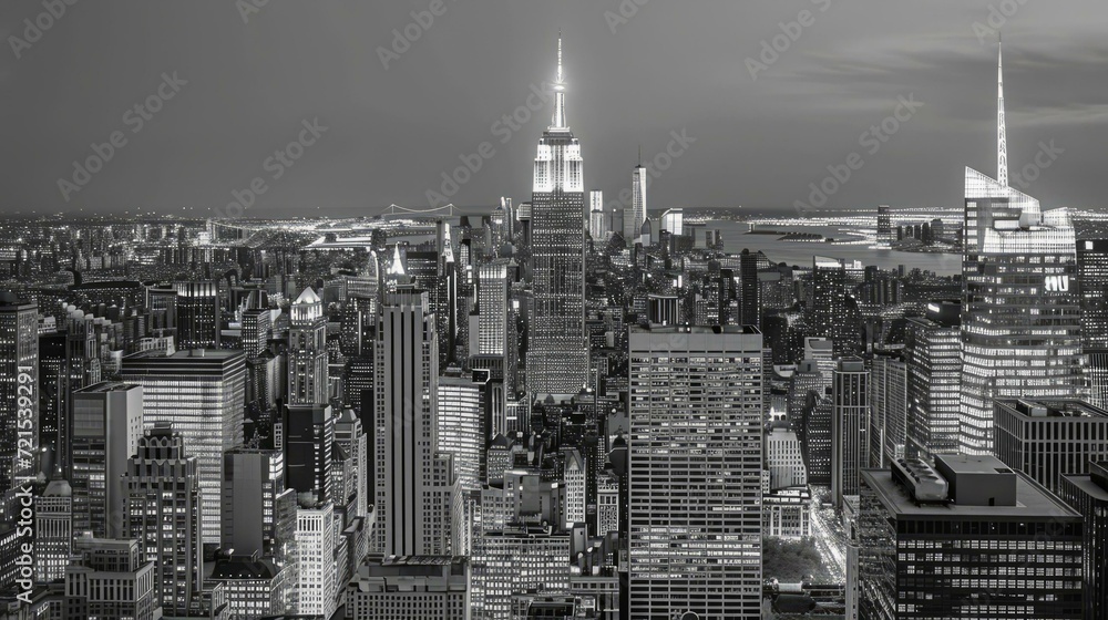 Black and white cityscape of New York City