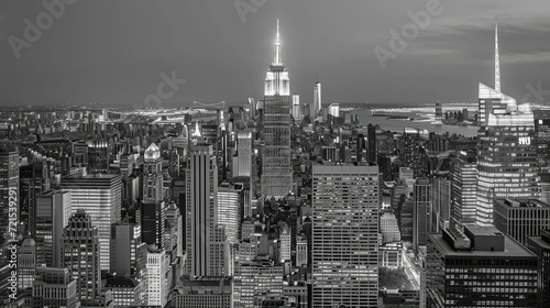 Black and white cityscape of New York City