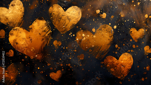 golden hearts on black
