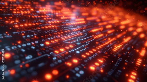 Binary code running through a circuit board