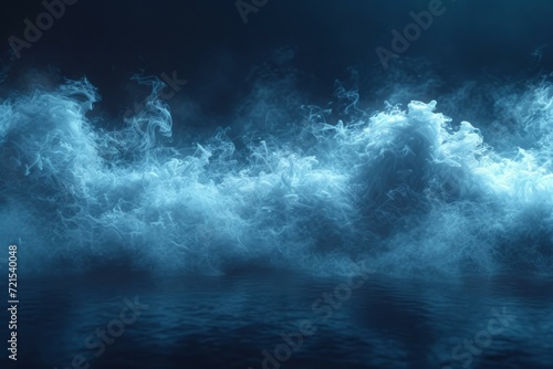Blue smoke on the water surface