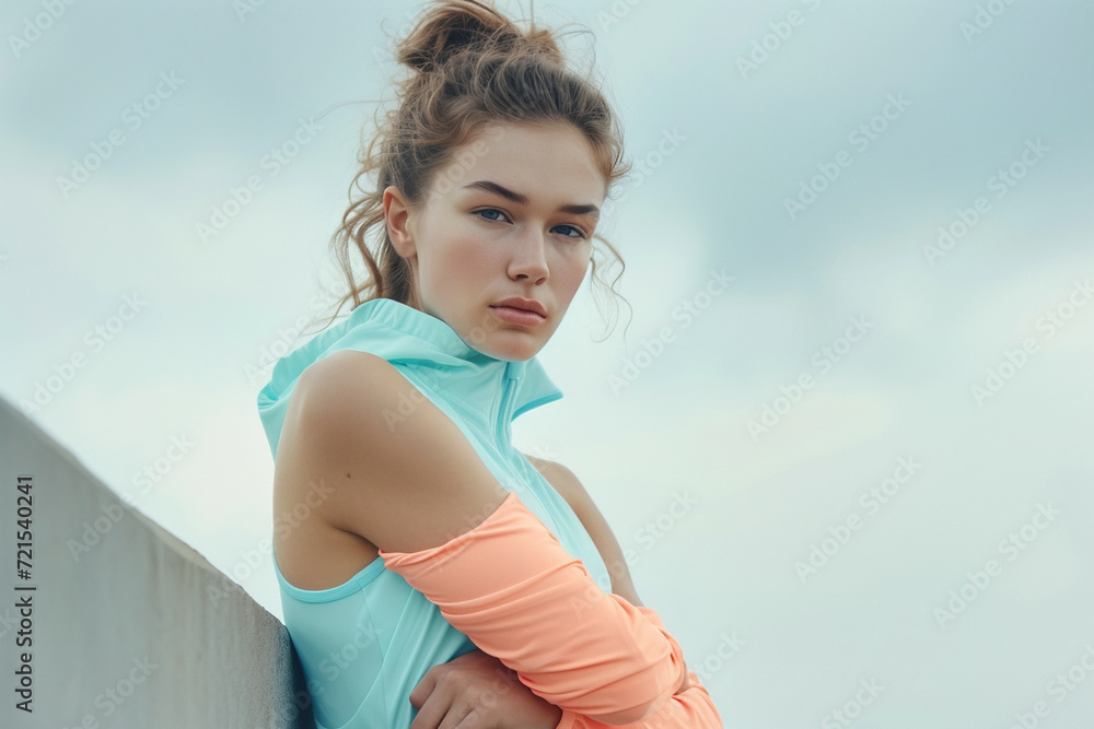 Beautiful fashionable woman in modern sport outfit Beautiful fashionable woman in modern sport outfit