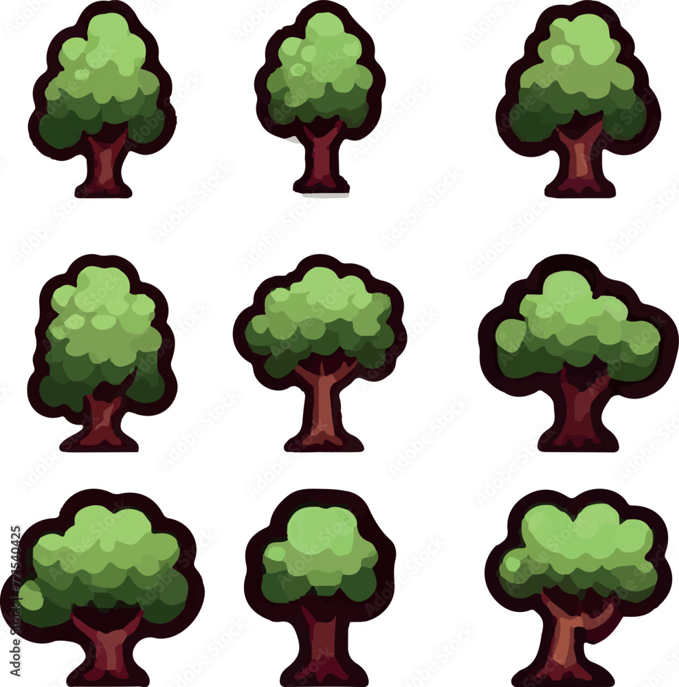 Beautiful and lovely game items trees vector set
Beautiful and lovely game items trees vector set