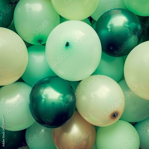 Green and white balloons background