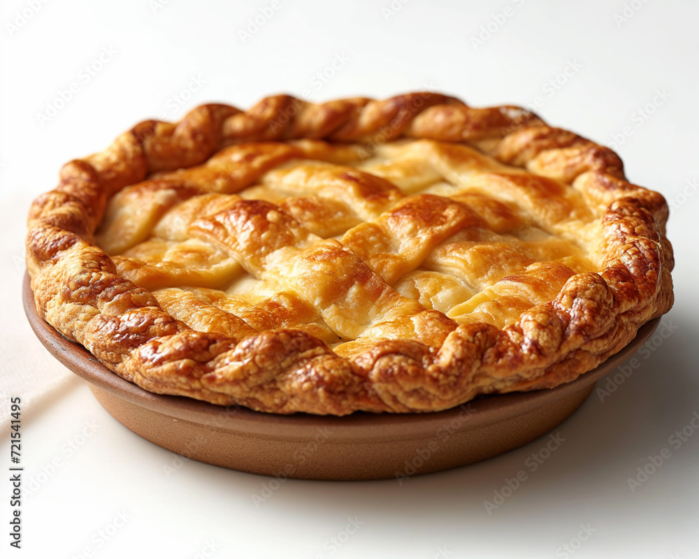 professional, up-close and modern food photography of a pie, white background professional, up-close and modern food photography of a pie, white background