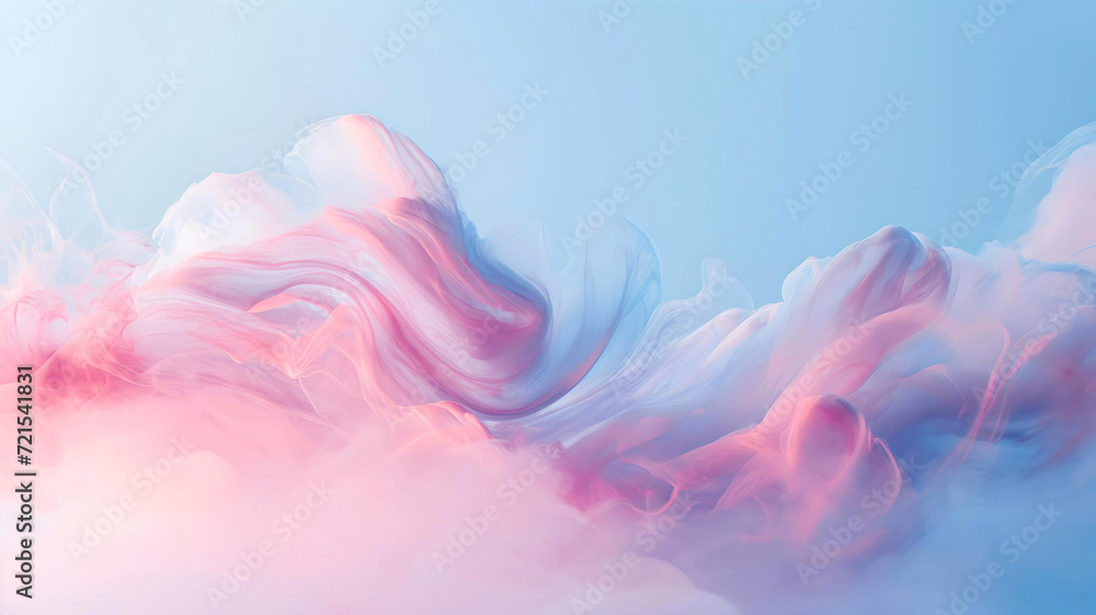 Abstract pastel pink color paint with pastel blue background, gradient, Fluid composition with copy space