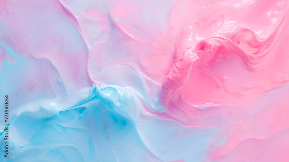 Abstract pastel pink color paint with pastel blue background, gradient, Fluid composition with copy space