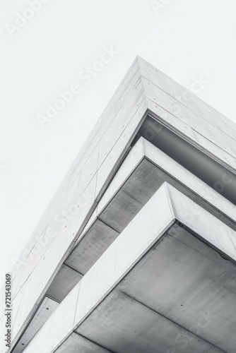 Black and white concrete building with geometric shapes