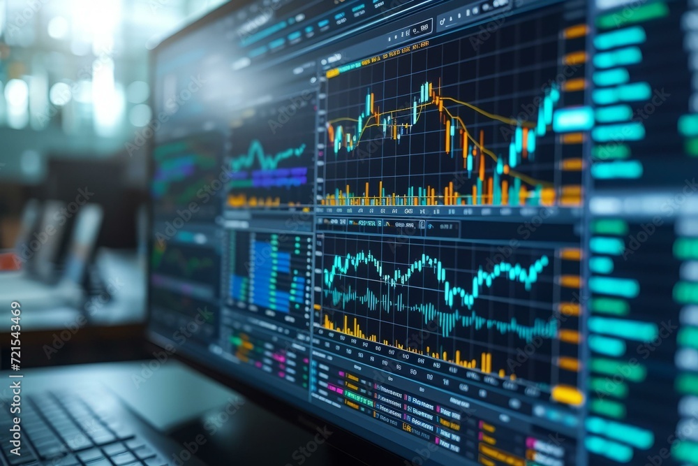 A computer screen displaying stock market data. A computer screen displaying stock market data.