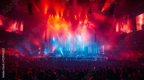 Electronic music festival with a large crowd and bright lights