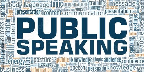 Public Speaking word cloud conceptual design isolated on white background.