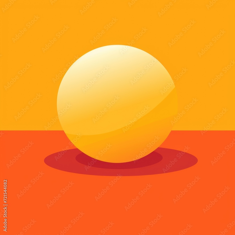 Flat image of an table tennis ball on an orange background. Simple vector image of an table tennis ball. Digital illustration