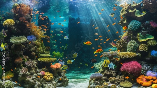 Underwater world full of life and color with many types of fish and coral © Adobe Contributor