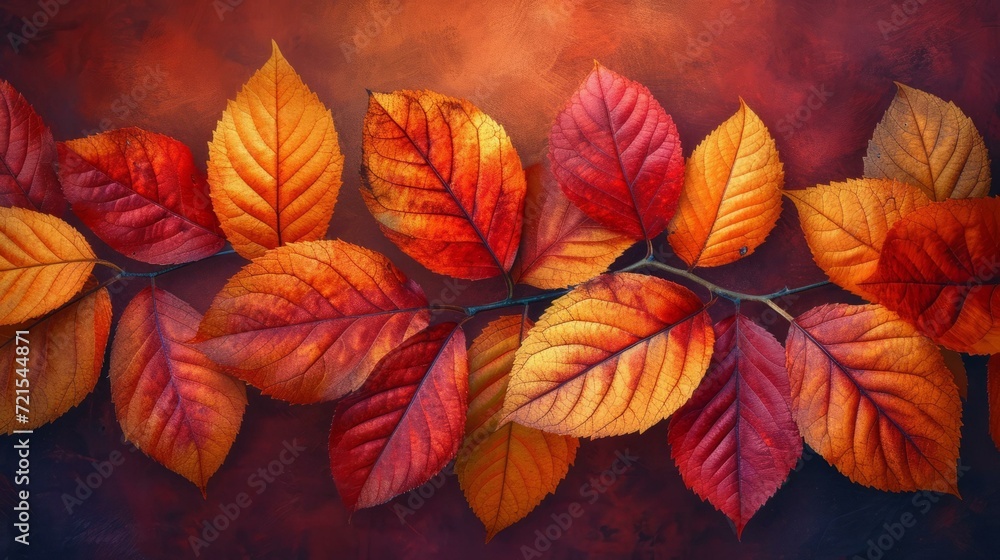 Colorful autumn leaves on a dark background Colorful autumn leaves on a dark background