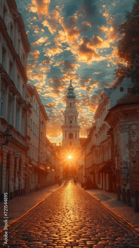 Sunset over the old city