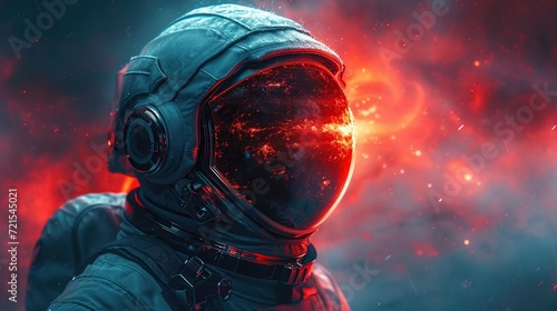 Astronaut and black hole. Futuristic space concept. Created with Generative AI