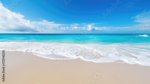 Beautiful tropical beach with white sand  turquoise water and blue sky. Generative AI