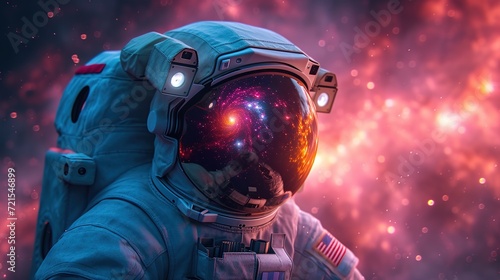 Astronaut and black hole. Futuristic space concept. Created with Generative AI © Yevhen
