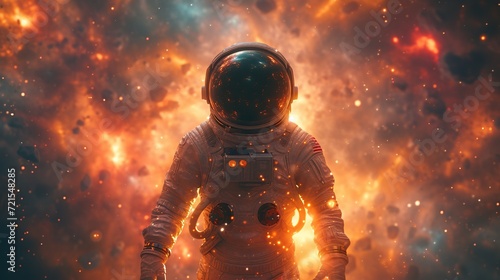 Astronaut and black hole. Futuristic space concept. Created with Generative AI