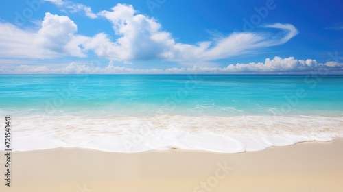 Beautiful tropical beach with white sand  turquoise water and blue sky. Generative AI