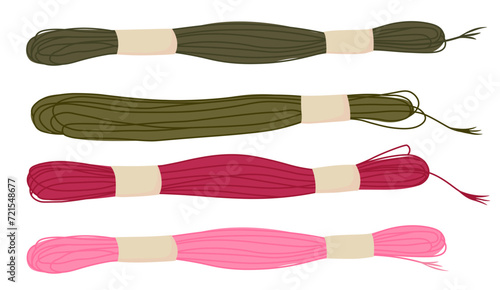 Embroidery threads.  A set of yarn. vector stock illustration. Isolated on a white background.