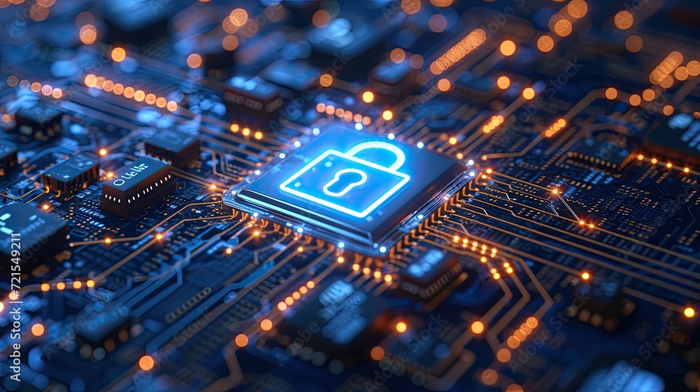 Cybersecurity and Data Protection Concept with Futuristic Circuitry and ...