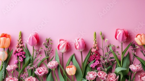 Beautiful card with flowers for congratulations on Women's Day on March 8 with plenty of space for text