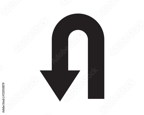  u turn Black Arrow Sign Direction Icon Set. Vector illustration.