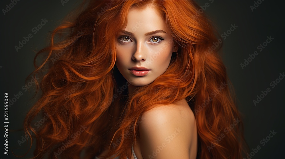 A picture of a gorgeous woman who is an adult and has long red hair.