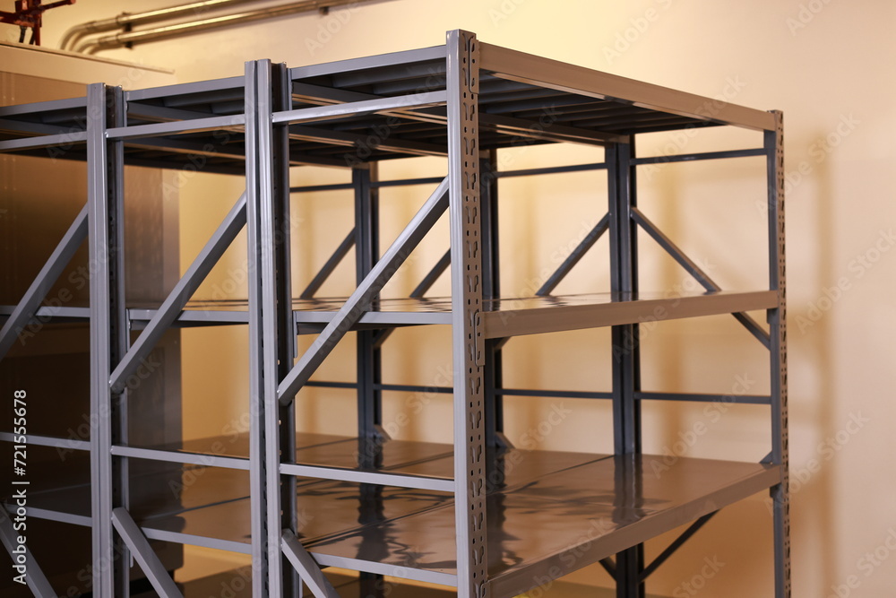 Obraz premium new steel rack preparing for mini stock and warehouse