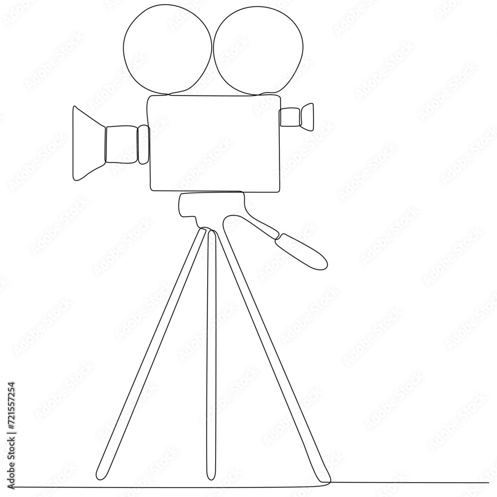 Single continuous line drawing of retro old classic video player. Vintage analog film projector item concept one graphic design vector illustration
