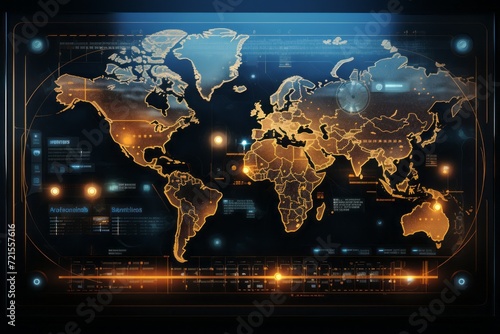 world map in digital glass screen