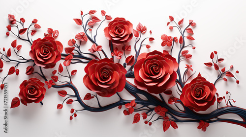 A Beautiful Display of Red Roses and Branches  Artistic Floral Arrangement for Wall Decor or Background Use