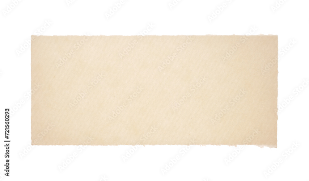 Torn empty beige pieces texture old craft paper isolated on white background.