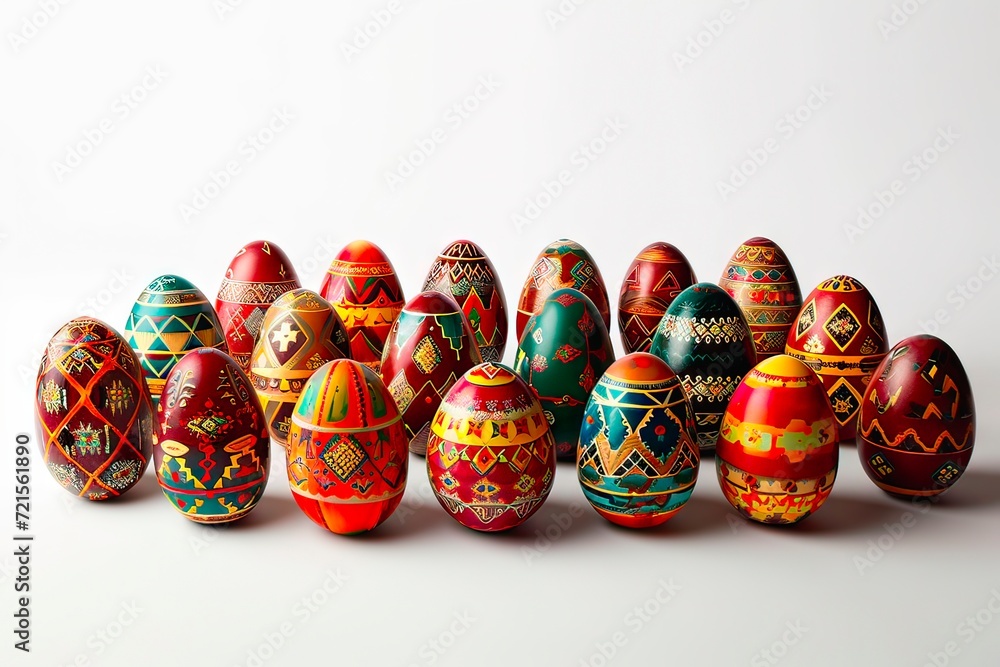Easter eggs decorated by hand with precise designs. Easter eggs decorated by hand with precise designs.