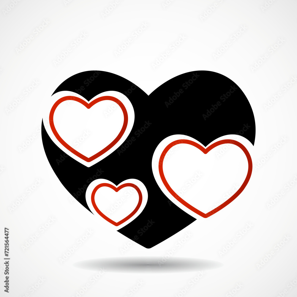 Big black Valentine heart isolated on white background. Vector symbol Big black Valentine heart isolated on white background. Vector symbol