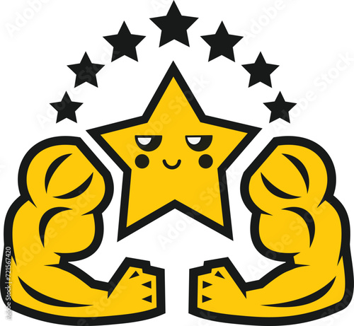 cartoon muscular star flexing muscles