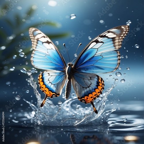 Nice photo for butterfly over blue 💦. It have many natural wonderful colors.  © Mohamed