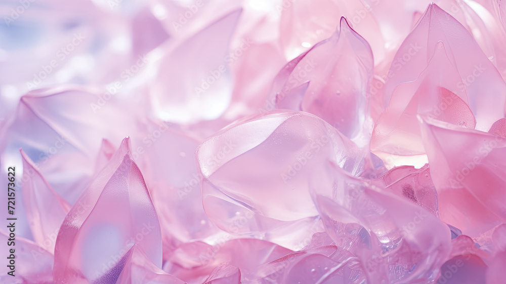 Elegant pink petals in ice. Delicate texture. Frosty beautiful natural winter or spring background. A visual symphony of elegance, portraying nature's artistry. Beauty in a moment of stillness