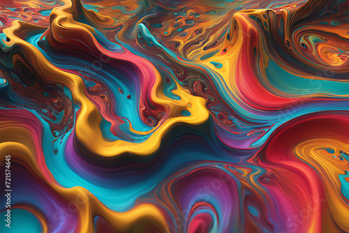abstract gradient  illusion, drip painting, damask pattern, electric colors. Created with AI.