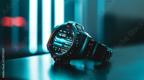 A digital watch displaying a Time-Based One-Time Password (TOTP) code, exemplifying the fusion of timekeeping and secure access in a wearable device. photo